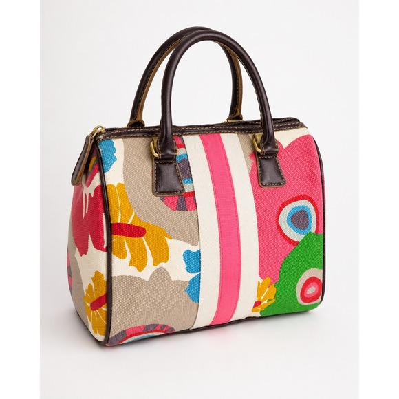 Victoria's Secret Handbags - Victoria's Secret Y2K Floral Bowler Bag Canvas Indie Dopamine Purse Zip Top